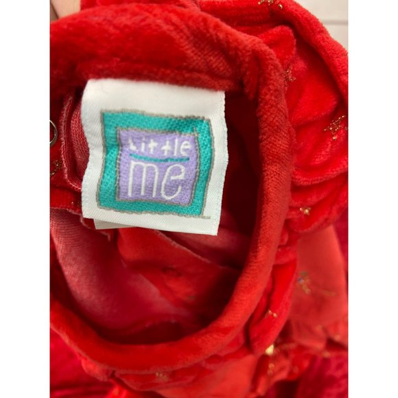Little Me Vintage Red Velvet Gold Christmas One Piece Button Bottom Size 24 Mo - Picture 2 of 9